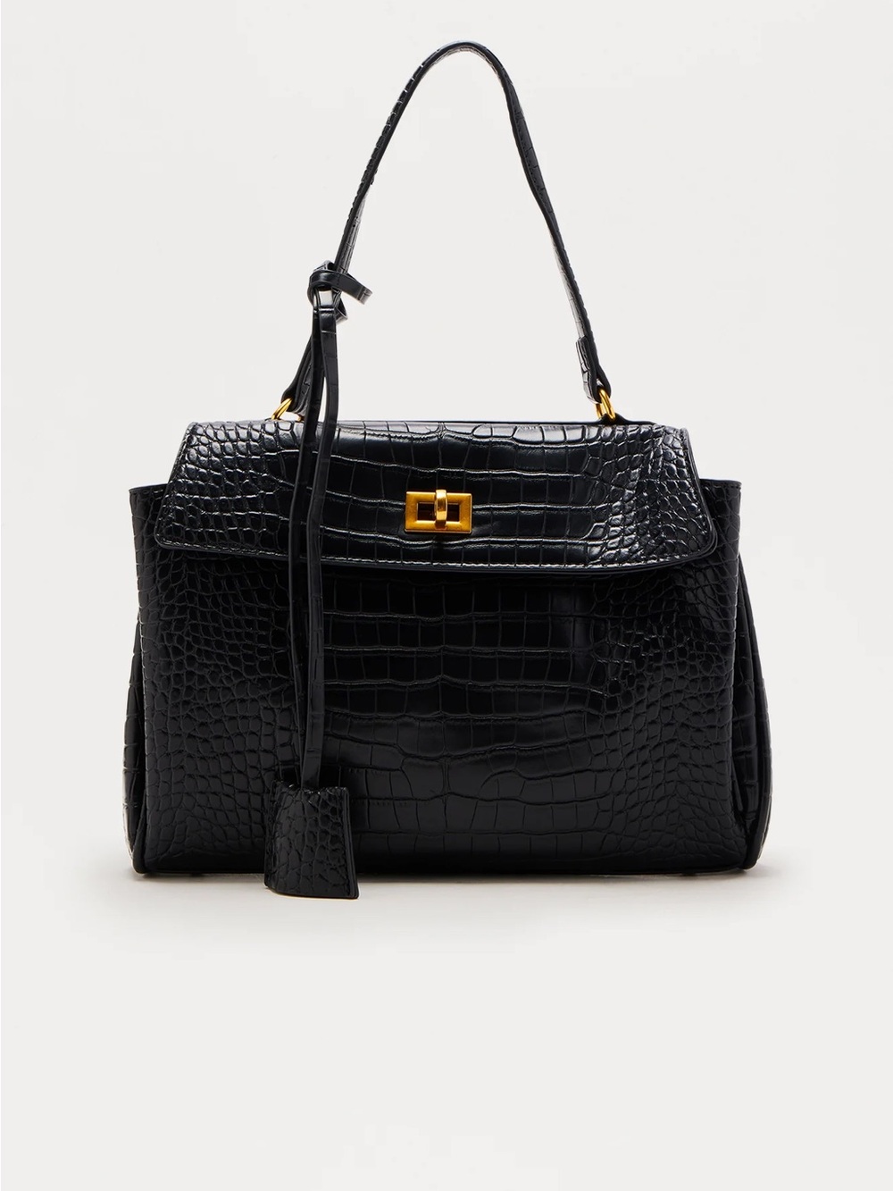 Embossed Croc Design Satchel Handbag in Black !!NEW!!